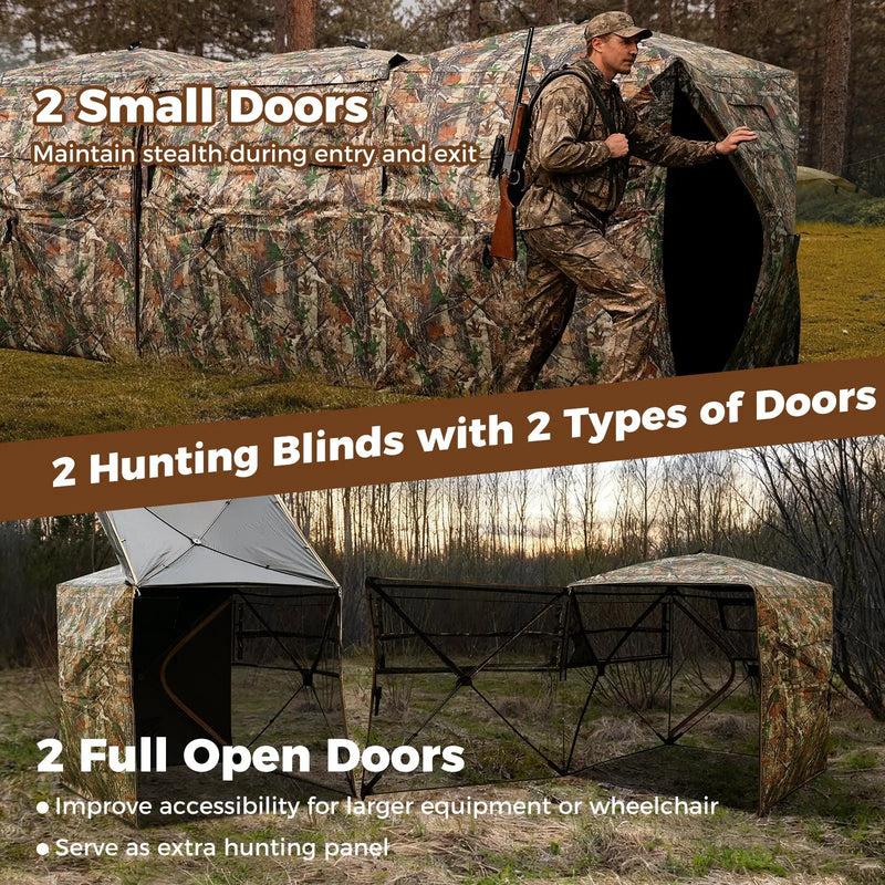 2-6 Person Side-by-Side Hunting Blinds Double One-way See-through Ground Blinds by DirectDeals