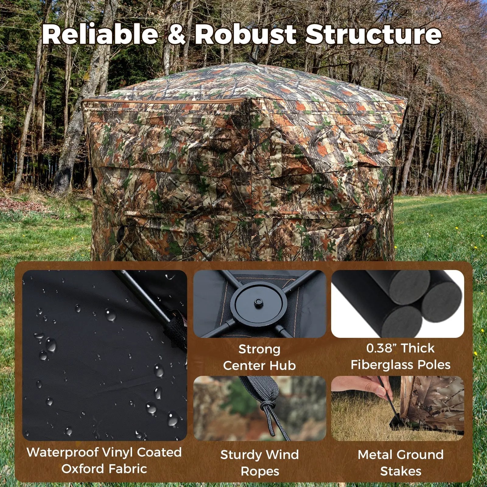 2-6 Person Side-by-Side Hunting Blinds Double One-way See-through Ground Blinds by DirectDeals
