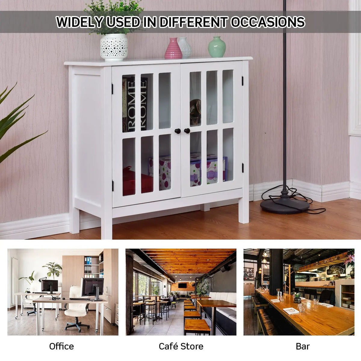 Glass Door Sideboard Console Storage Buffet Cabinet by DirectDeals
