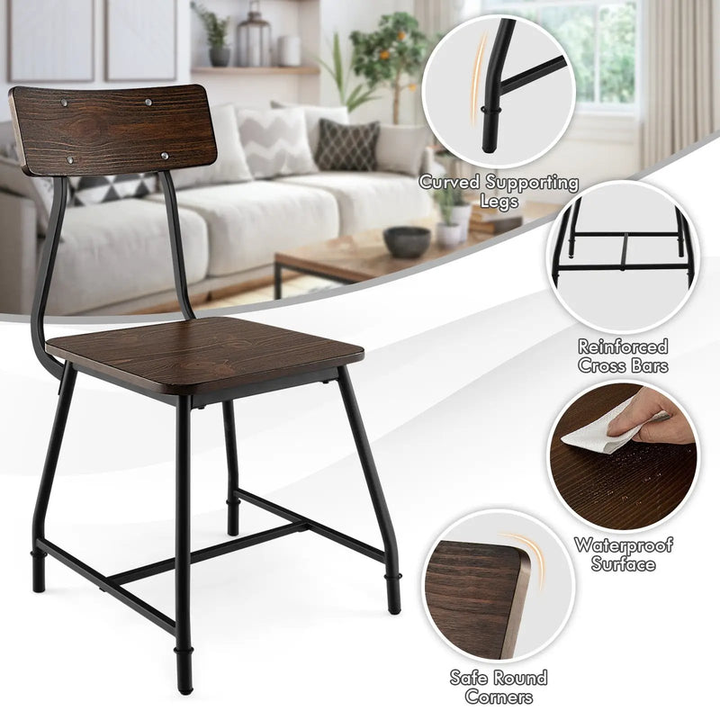 2 Pieces Modern Dining Room Side Chairs with Metal Frame-Brown by DirectDeals