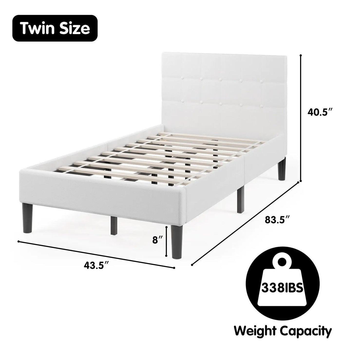Platform Bed with Button Tufted Headboard by DirectDeals