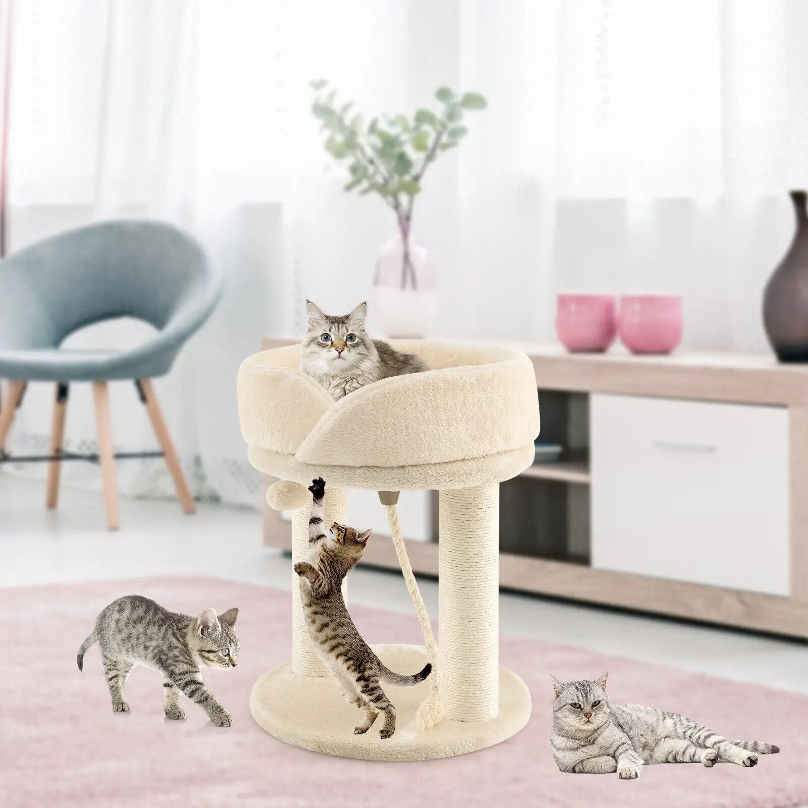 Cat Climbing Tree with Plush Perchs and Scratching Post by DirectDeals