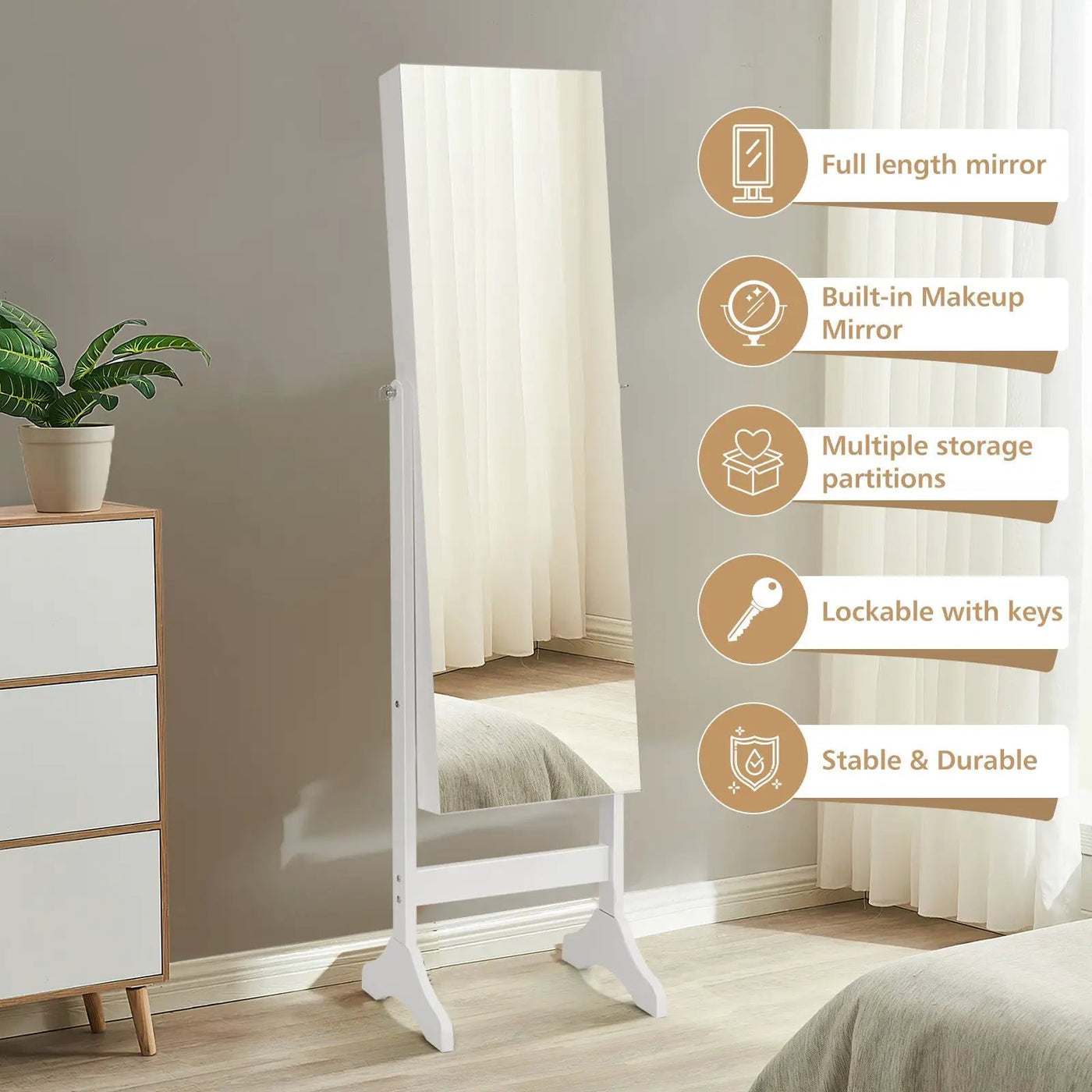 Standing Jewelry Cabinet with Full Length Mirror by DirectDeals