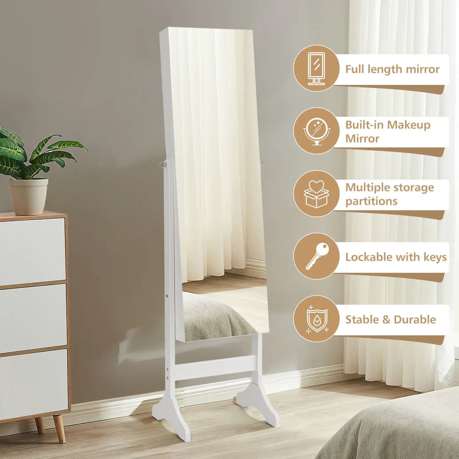 Standing Jewelry Cabinet with Full Length Mirror by DirectDeals