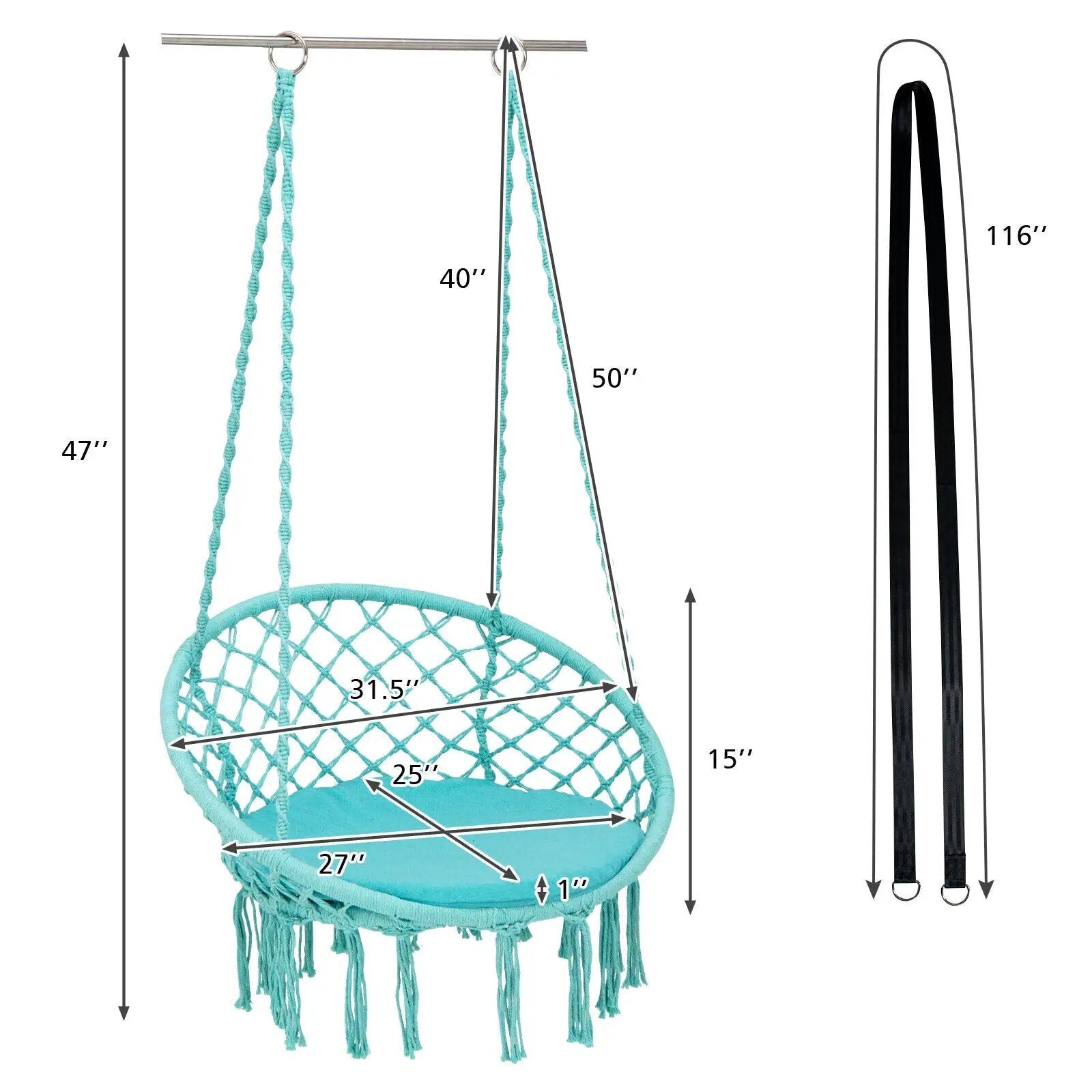 Cushioned Hammock Swing Chair with Hanging Kit by DirectDeals