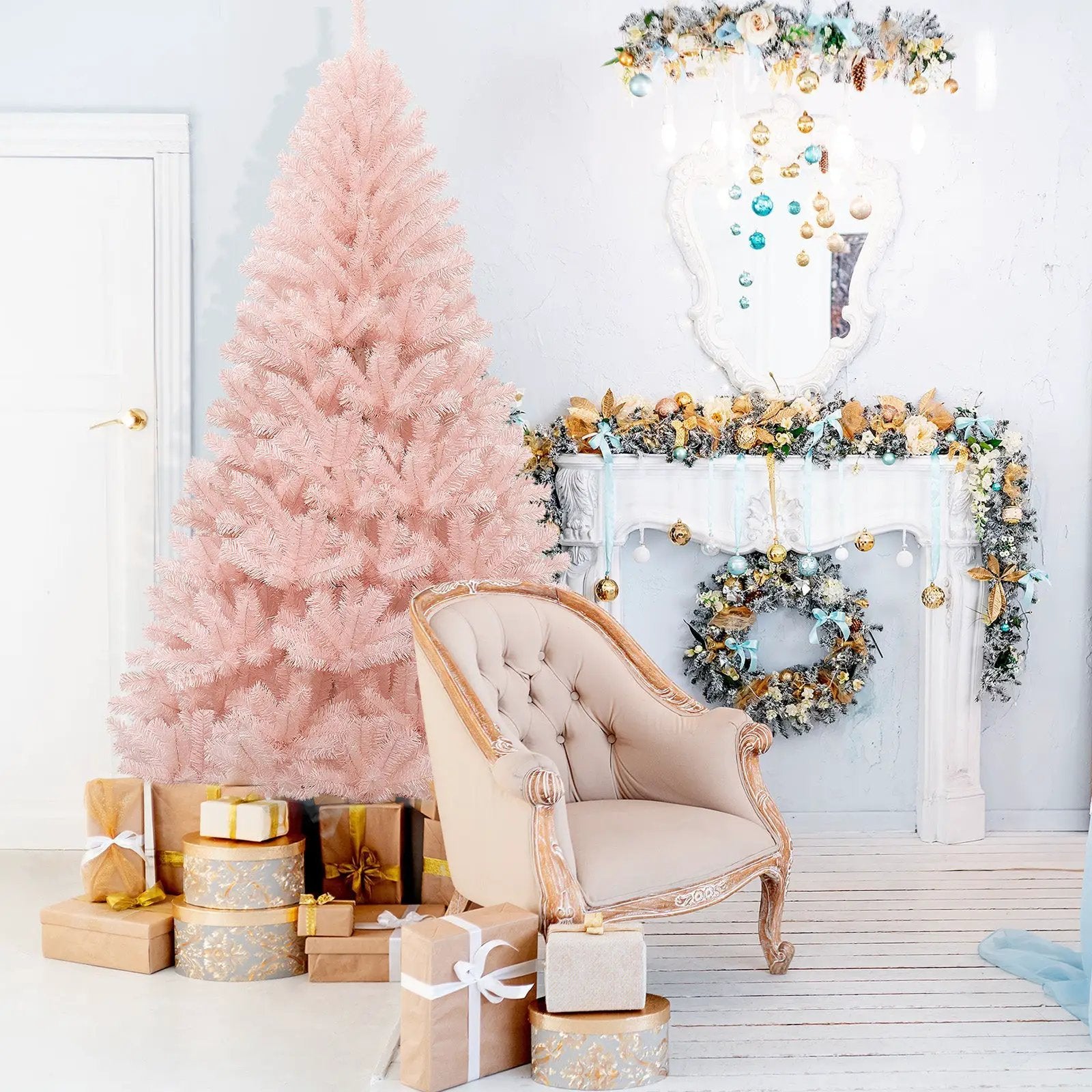 6/7 Feet Artificial Christmas Tree Hinged Full Fir Tree by DirectDeals