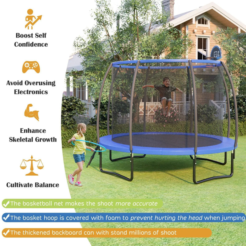 8/10 Feet Recreational Trampoline with Basketball Hoop by DirectDeals