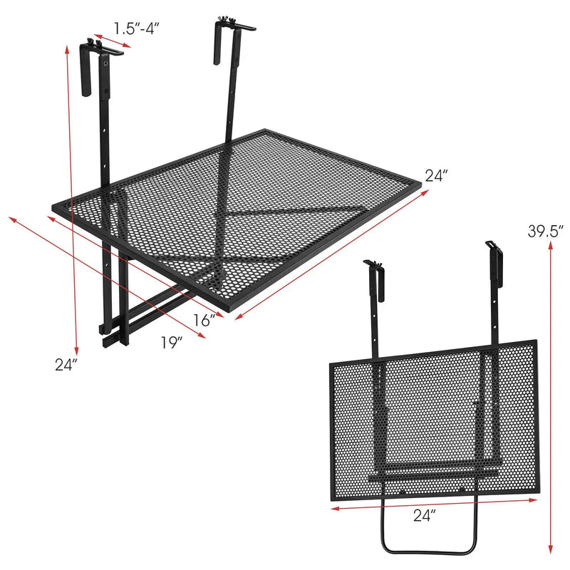 Railing Folding Table with 5-Level Adjustable Heights by DirectDeals