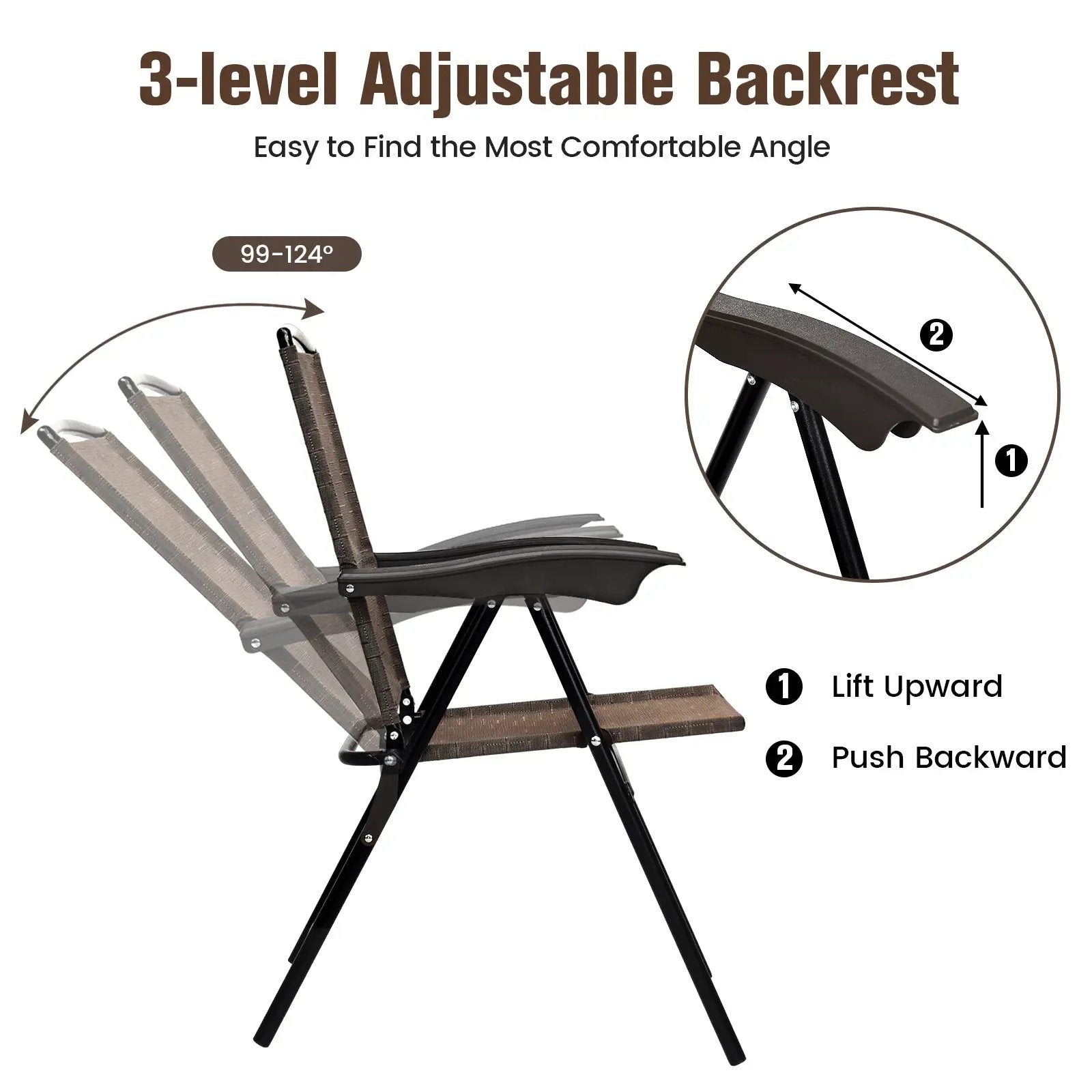 4 Pieces Folding Dining Chairs with Smooth Armrests and Sling Back by DirectDeals