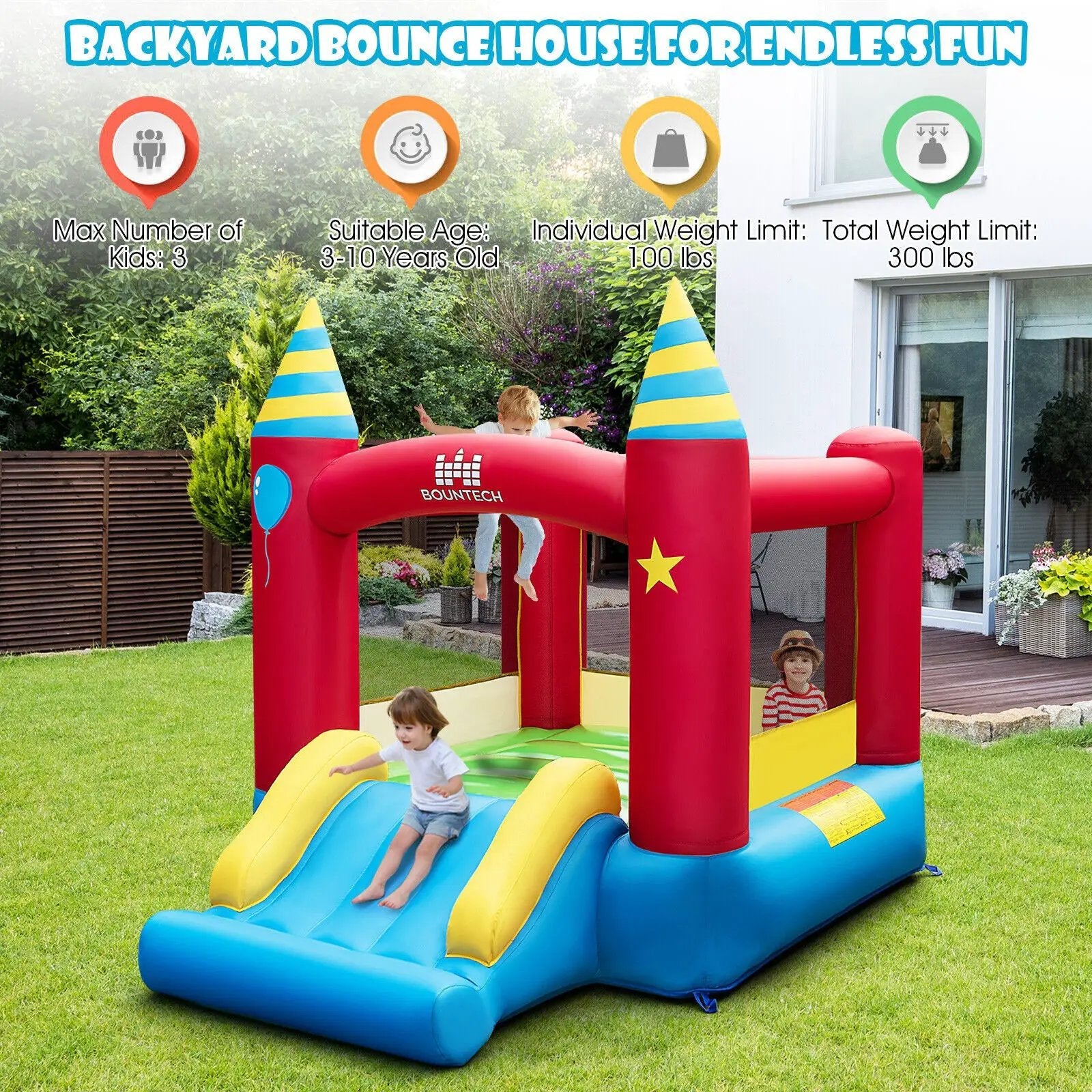 Inflatable Kids Bounce Castle with 480W Blower by DirectDeals