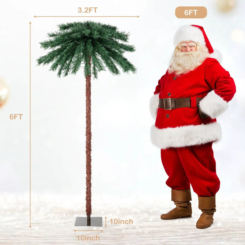 6 Feet Pre-Lit Artificial Tropical Christmas Palm Tree with 210 Multi-Color Lights by DirectDeals