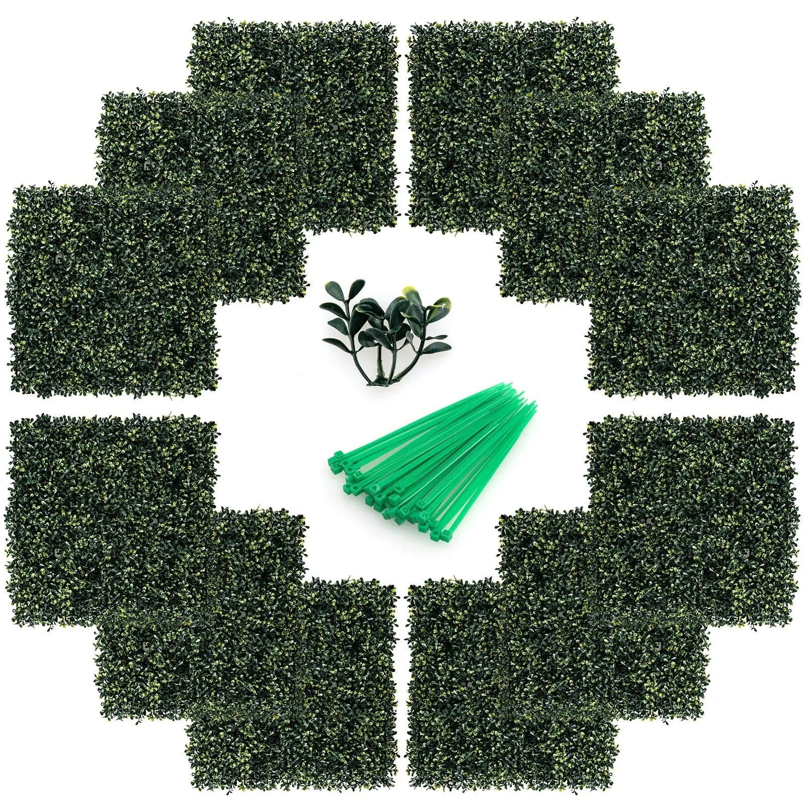 12 Pieces Artificial Peanut Leaf Hedges Panels by DirectDeals