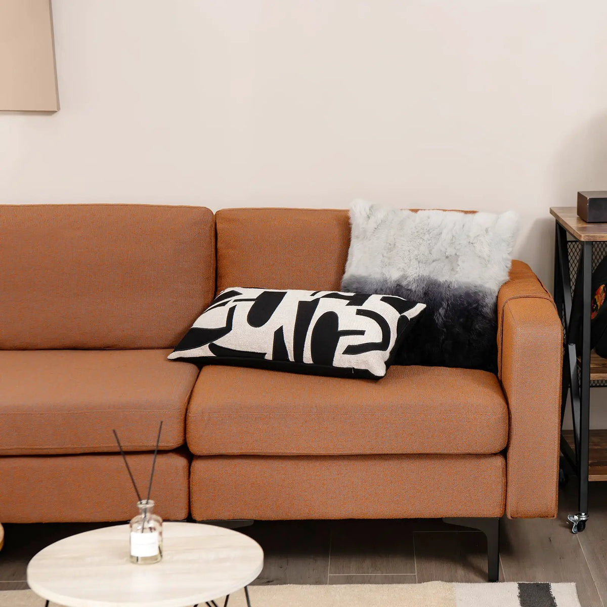 Modern Loveseat Sofa Couch with Side Storage Pocket and Sponged Padded Seat Cushions by DirectDeals
