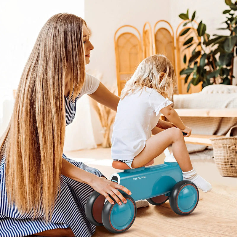 4 Wheels Baby Balance Bike without Pedal-Blue by DirectDeals