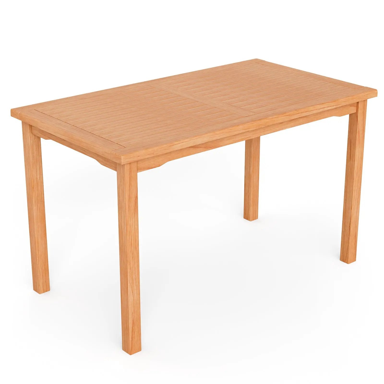 49 Inch Rectangle Patio Indonesia Teak Wood Dining Table with Slatted Tabletop Up to 6 by DirectDeals