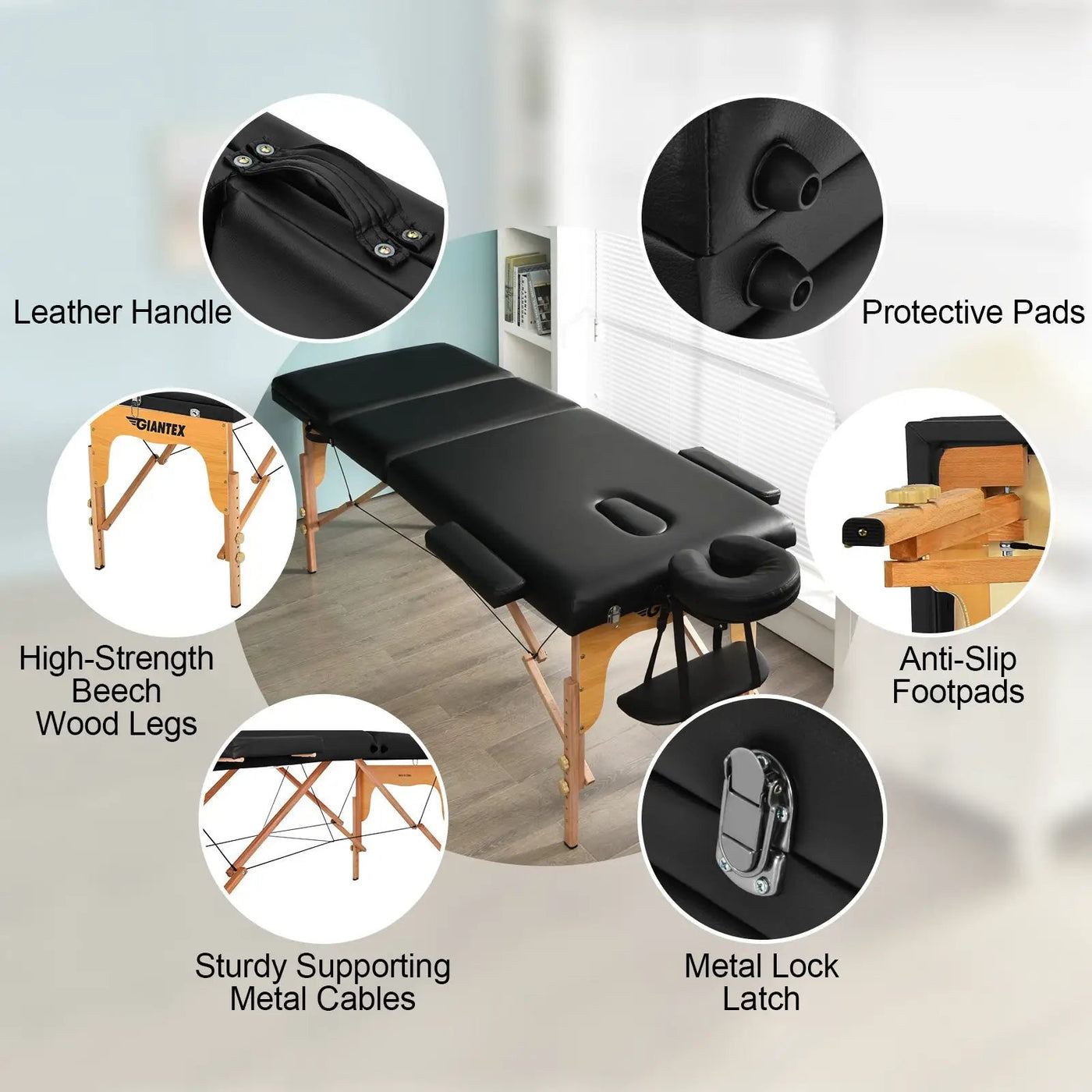3 Fold Portable Adjustable Massage Table with Carry Case by DirectDeals