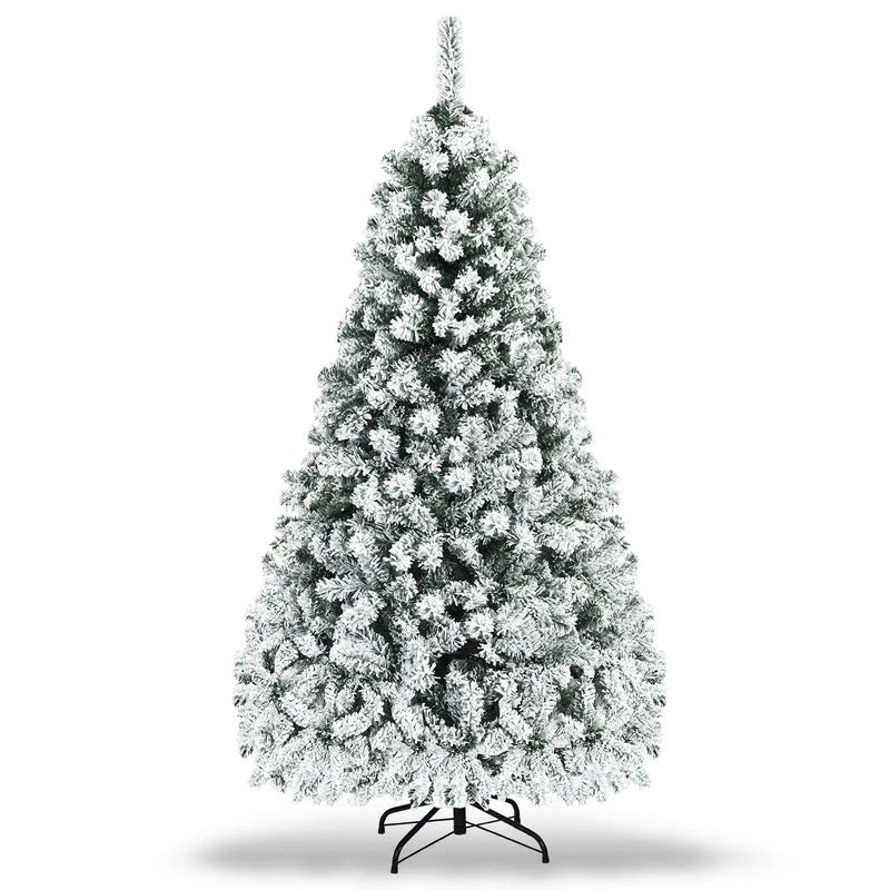 Pre-Lit Premium Snow Flocked Hinged Artificial Christmas Tree by DirectDeals