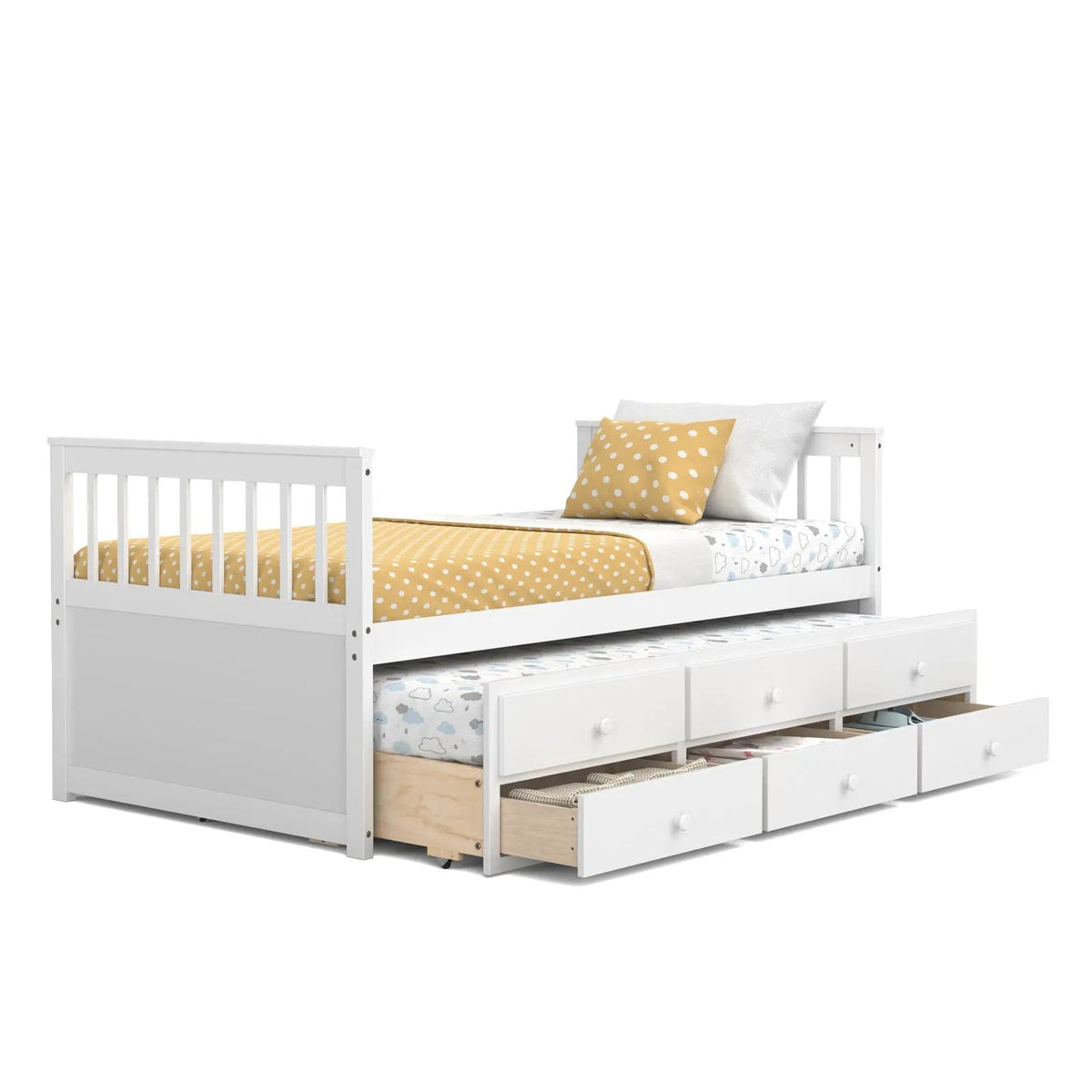 Twin Captain’s Bed with Trundle and 3 Storage Drawers by DirectDeals