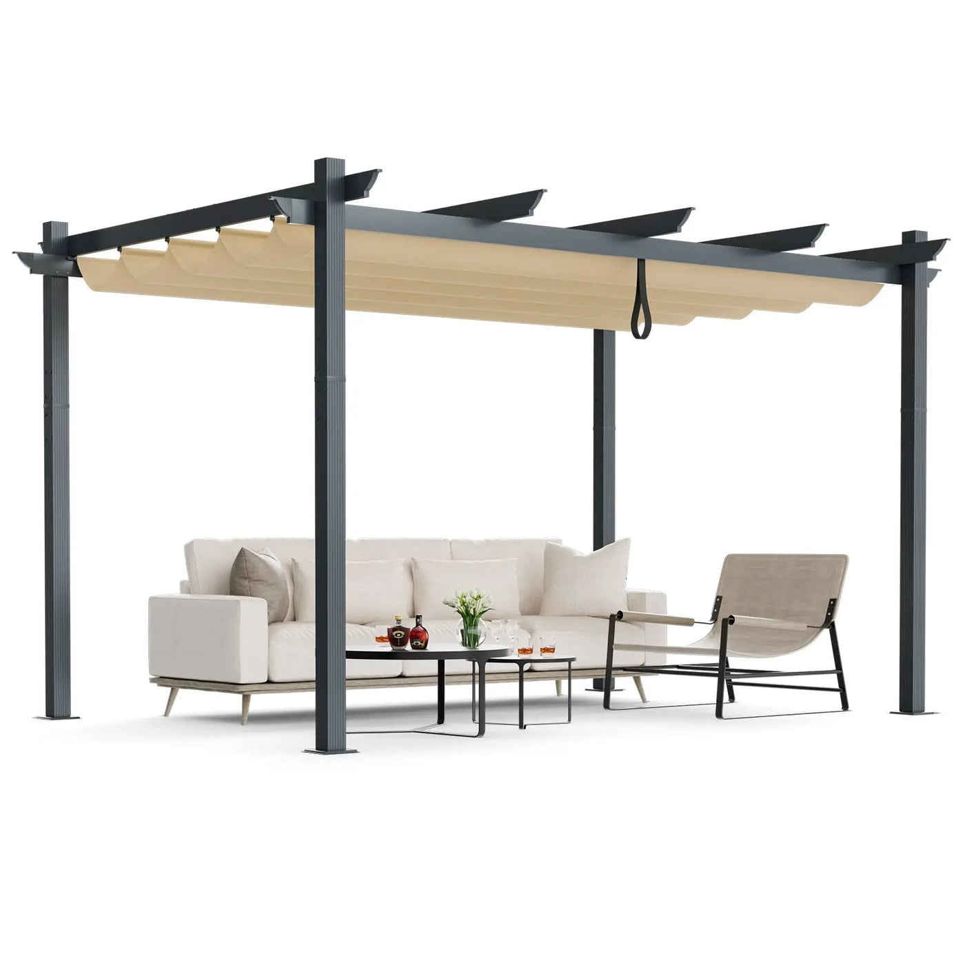 10 x 13 Feet Outdoor Aluminum Retractable Pergola Canopy Shelter by DirectDeals