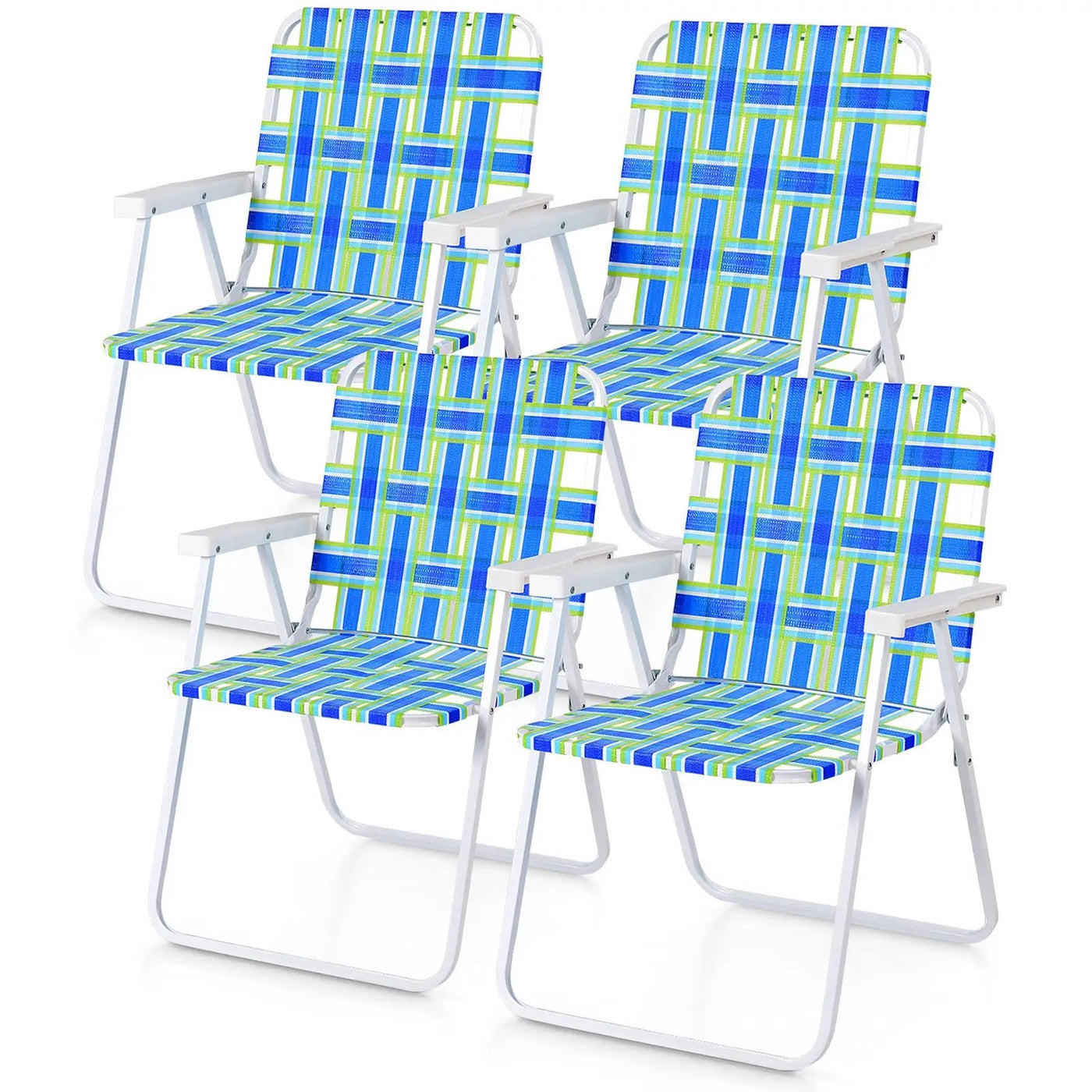 4 Pieces Folding Beach Chair Camping Lawn Webbing Chair by DirectDeals