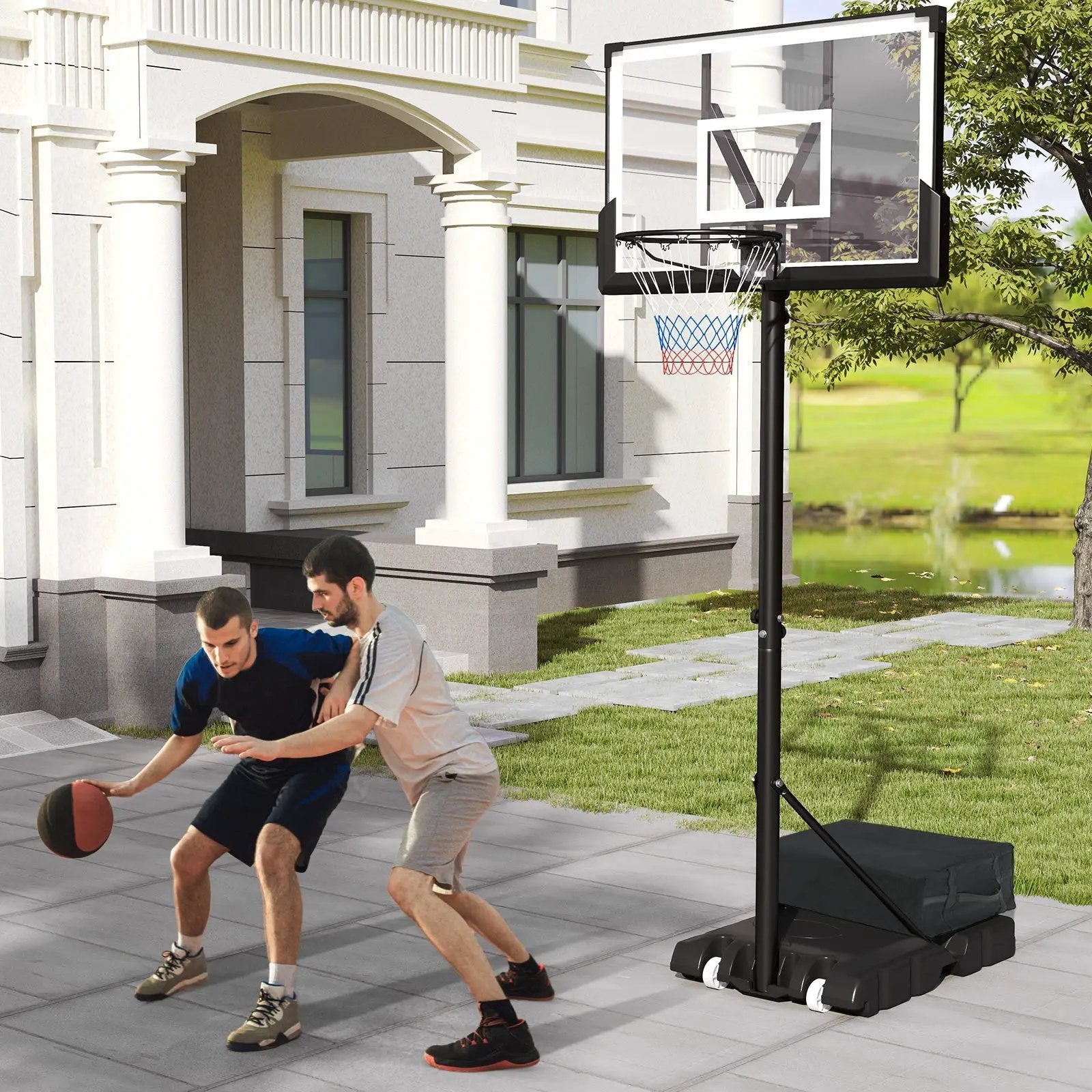 Portable Basketball Hoop Outdoor Basketball Goal System Adjustable for Kids Teens Adults by DirectDeals