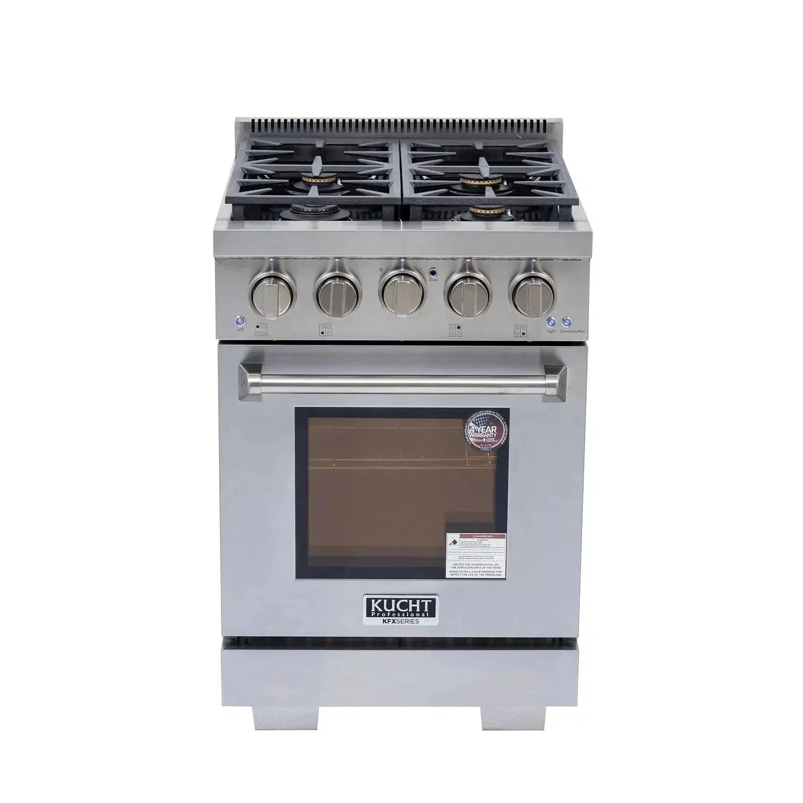 Kucht Professional 24" Liquid Propane Range Stainless Steel, True Simmer Burners, KFX2400X/LP-S by Farmhouse Kitchen and Bath