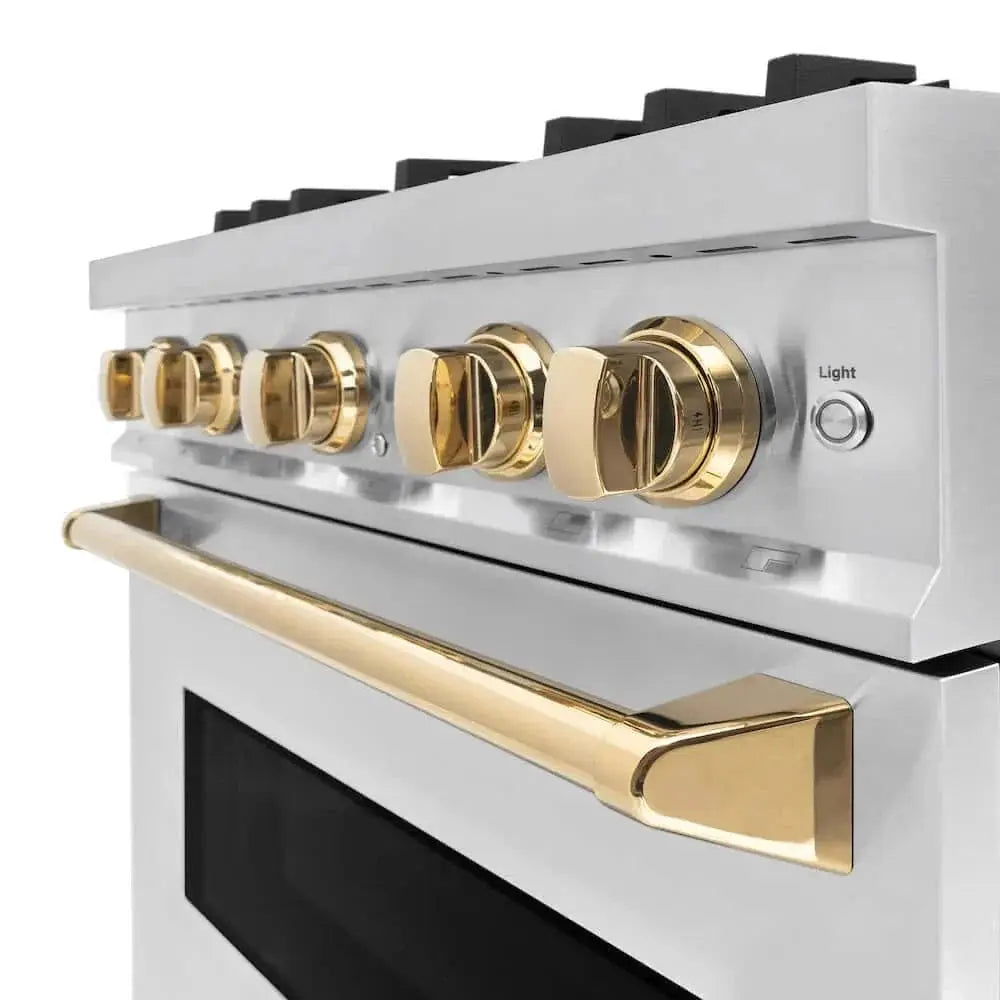 ZLINE 30" Classic Gas Range, Convection Gas Oven Stainless Steel, Gold CGRZ-30-G by Farmhouse Kitchen and Bath