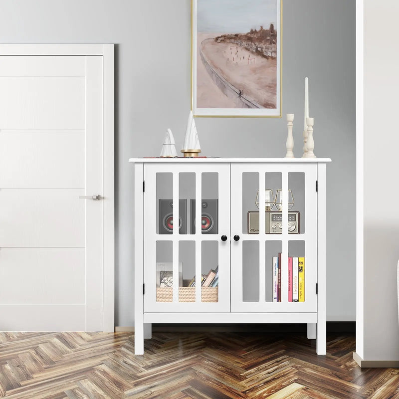 Glass Door Sideboard Console Storage Buffet Cabinet by DirectDeals