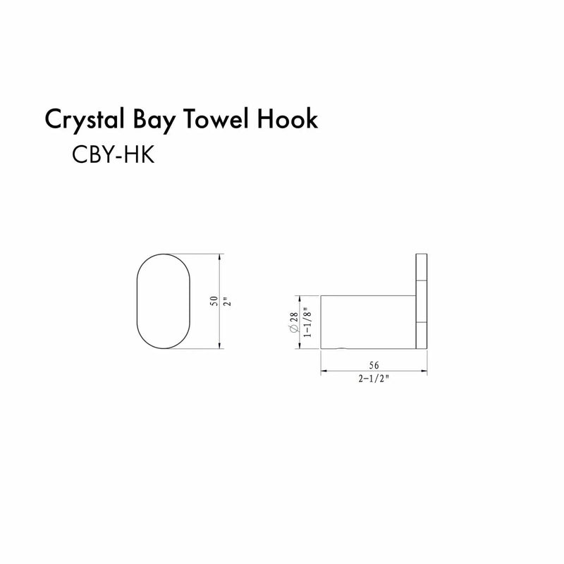 ZLINE Crystal Bay Towel Hook CBY-HK-CB by Farmhouse Kitchen and Bath