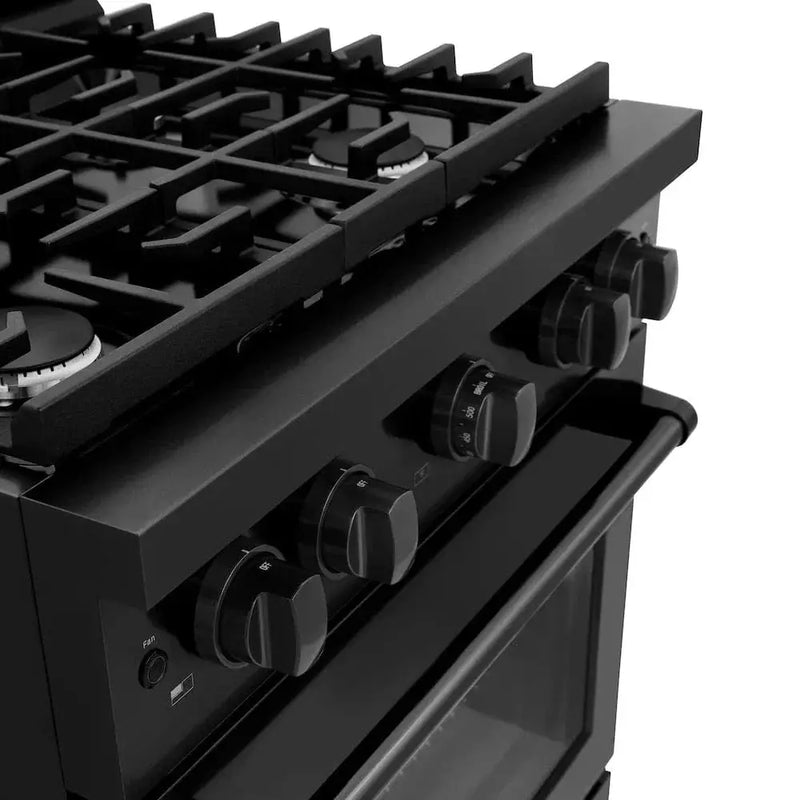 ZLINE 30"Paramount Dual Fuel Range Black Stainless Steel, SDRB-30 by Farmhouse Kitchen and Bath