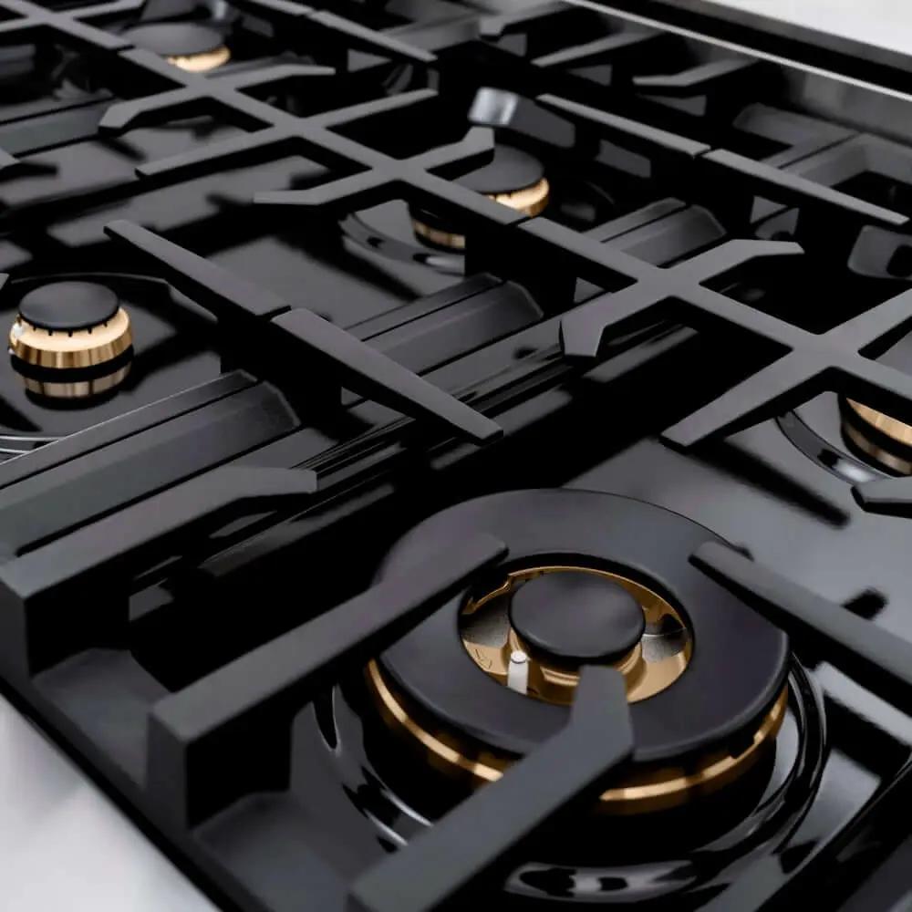 ZLINE 36" Select Dual Fuel Range Gas Cooktop Electric Convection Oven Stainless Steel Brass Burners HDR-BR-36 by Farmhouse Kitchen and Bath