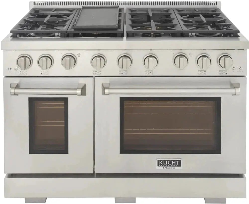 Kucht 48" Freestanding Professional Gas Range Liquid Propane KFX4800X/LP-S by Farmhouse Kitchen and Bath