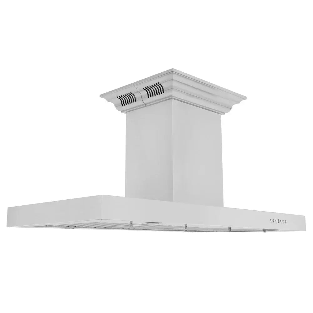 Zline Island Mount Range Hood in Stainless Steel with Built-in ZLINE CrownSound™ Bluetooth Speakers KE2iCRN-BT by Farmhouse Kitchen and Bath