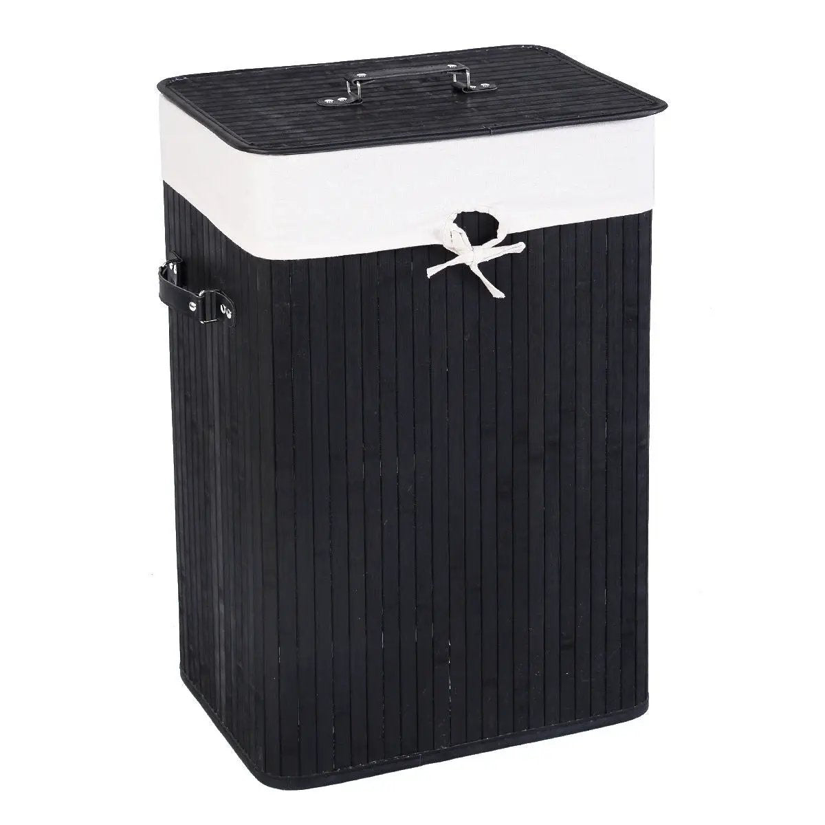 19 Gal Rectangle Laundry Basket Bamboo Clothes Hamper with Handles and Lid by DirectDeals