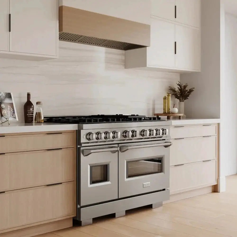 ZLINE 48" Dual Fuel Range, Gas Cooktop, Electric Convection Oven Stainless Steel, CDR48 by Farmhouse Kitchen and Bath