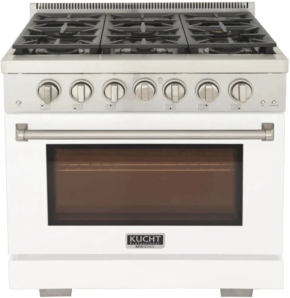 Kucht 36" Freestanding Professional Gas Range KFX3600X-W by Farmhouse Kitchen and Bath