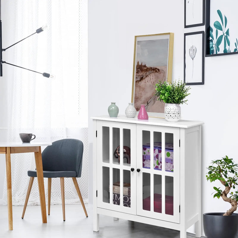 Glass Door Sideboard Console Storage Buffet Cabinet by DirectDeals