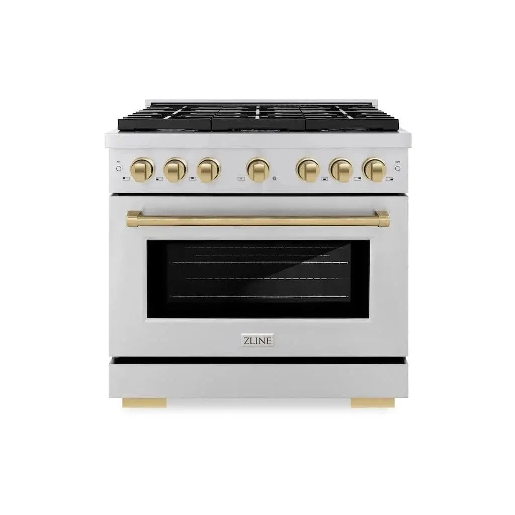 ZLINE 36 " Gas Range, Convection Oven Stainless Steel, Champagne Bronze , SGRZ-36-CB by Farmhouse Kitchen and Bath