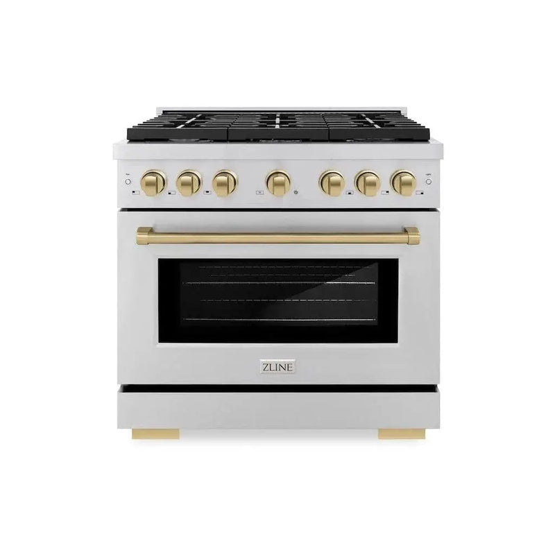 ZLINE 36 " Gas Range, Convection Oven Stainless Steel, Champagne Bronze , SGRZ-36-CB by Farmhouse Kitchen and Bath