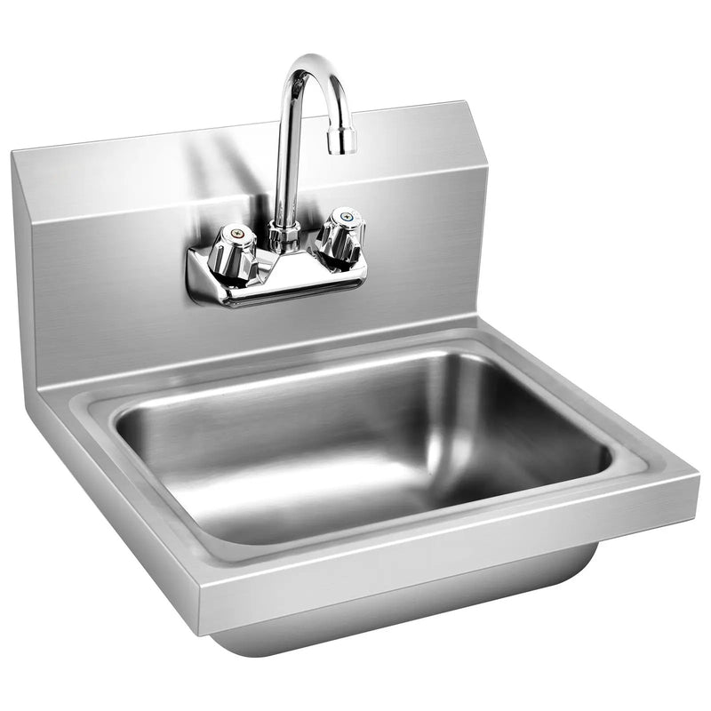 Stainless Steel Sink Wall Mount Hand Washing Sink with Faucet and Back Splash by DirectDeals