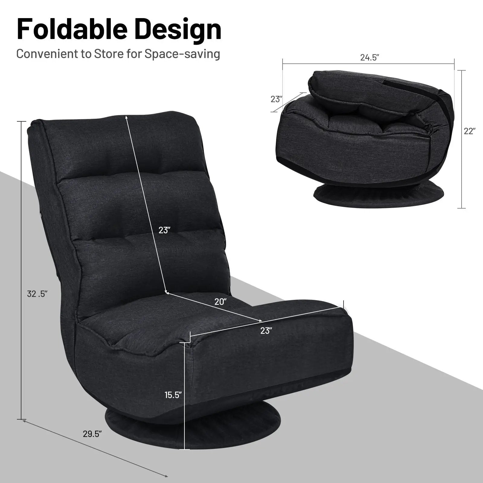 5-Position Folding Floor Gaming Chair by DirectDeals