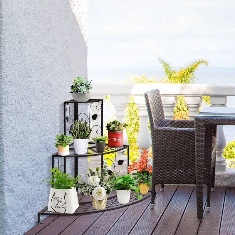 3 Tier Floral Corner Metal Plant Pot Rack by DirectDeals