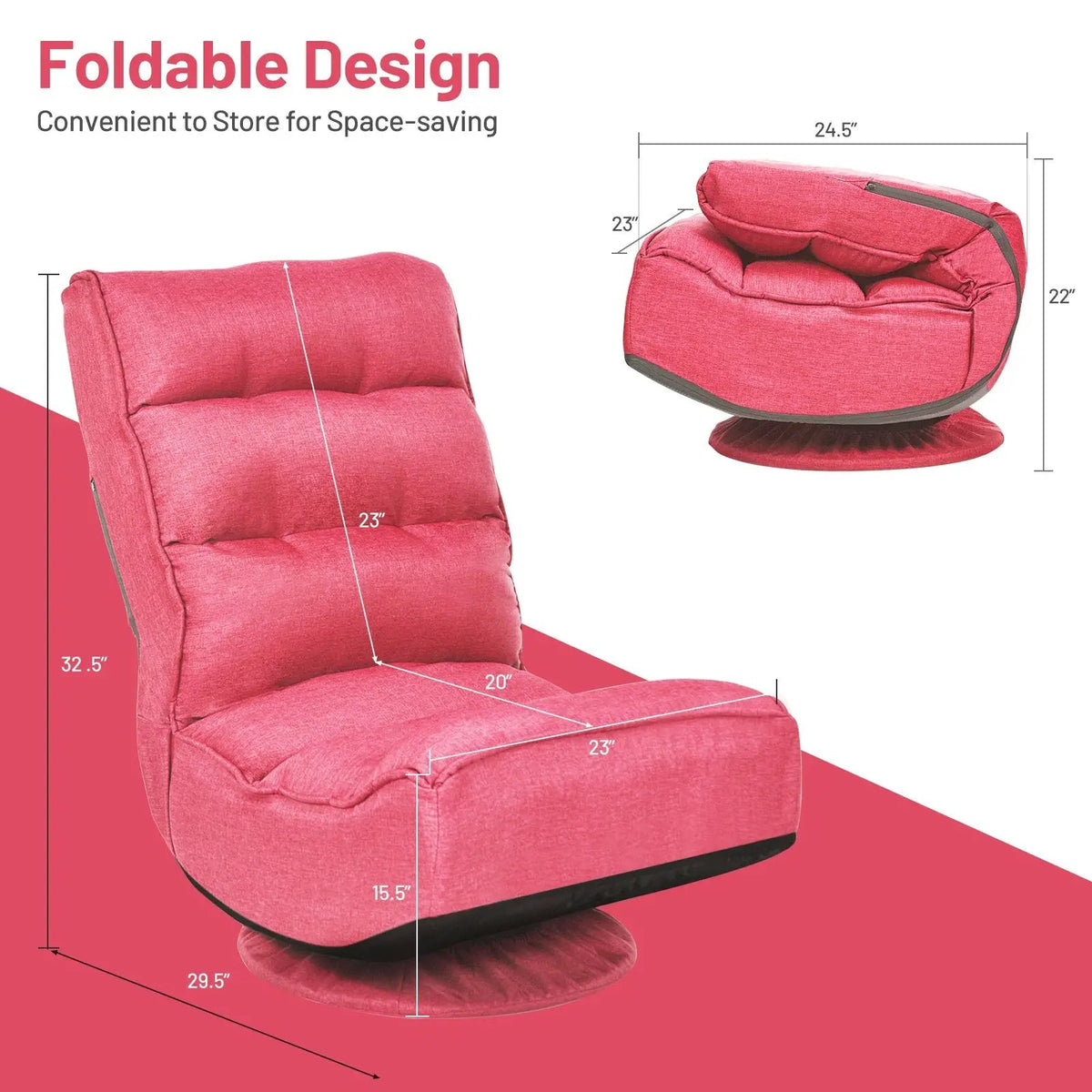 5-Position Folding Floor Gaming Chair by DirectDeals