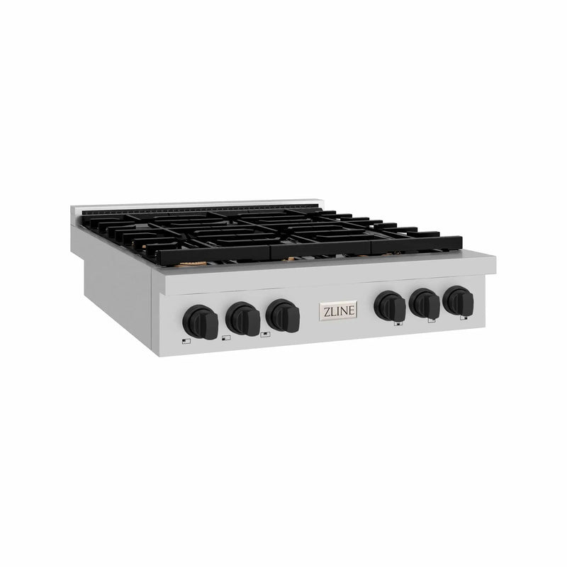 ZLINE 36" Paramount Gas Rangetop Stainless Steel Matte Black SRTZ-36-MB by Farmhouse Kitchen and Bath