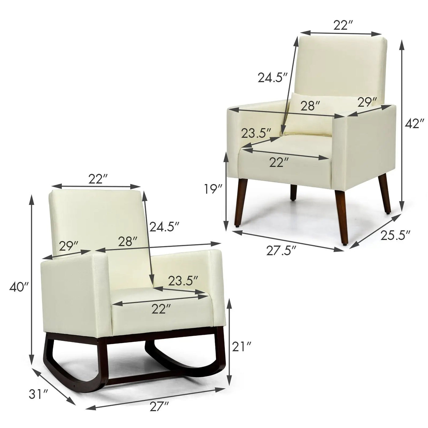 2-in-1 Fabric Upholstered Rocking Chair with Pillow by DirectDeals