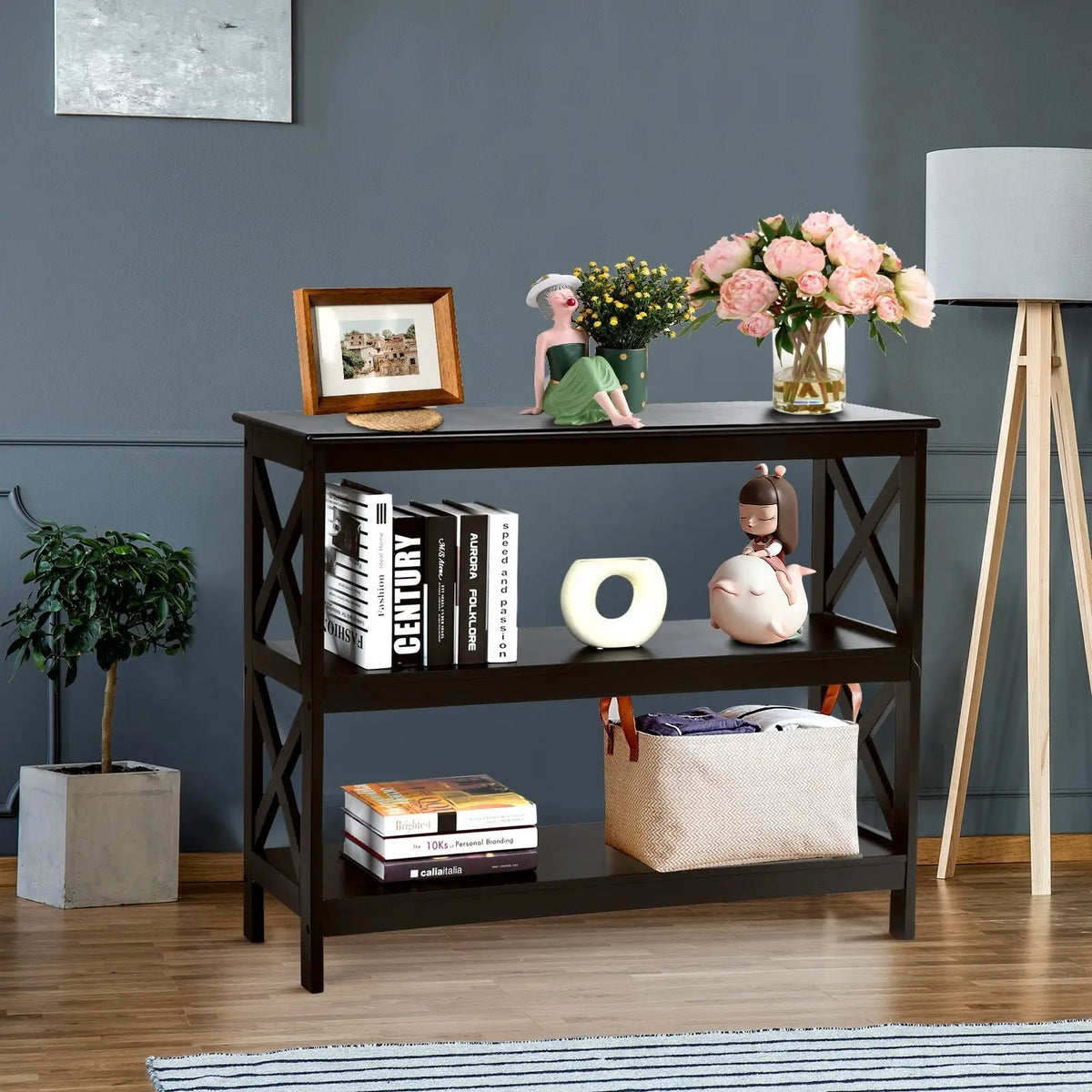 3-Tier Console X-Design Sofa Side Accent Table by DirectDeals