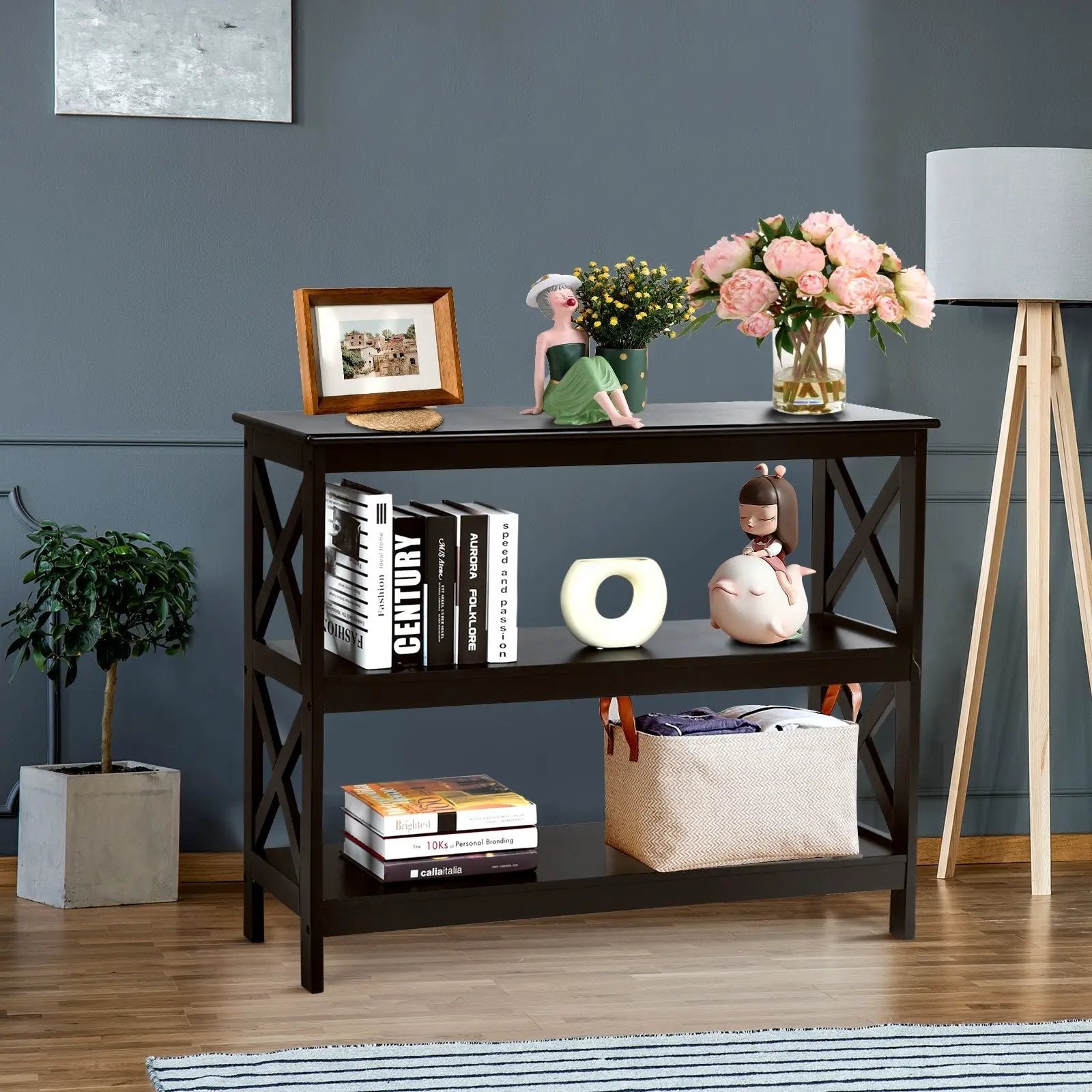 3-Tier Console X-Design Sofa Side Accent Table by DirectDeals