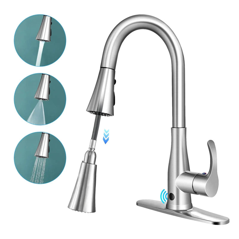 Touchless Kitchen Faucet with 360¬∞ Swivel Single Handle Sensor and 3 Mode Sprayer by DirectDeals