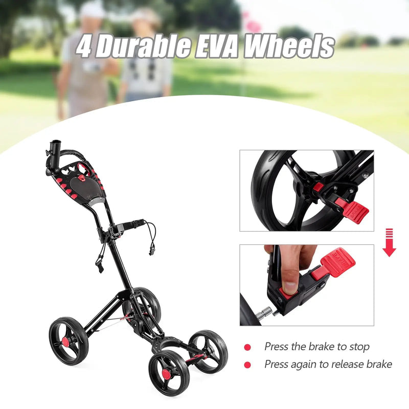 4 Wheel Folding Golf Pull Push Cart Trolley by DirectDeals