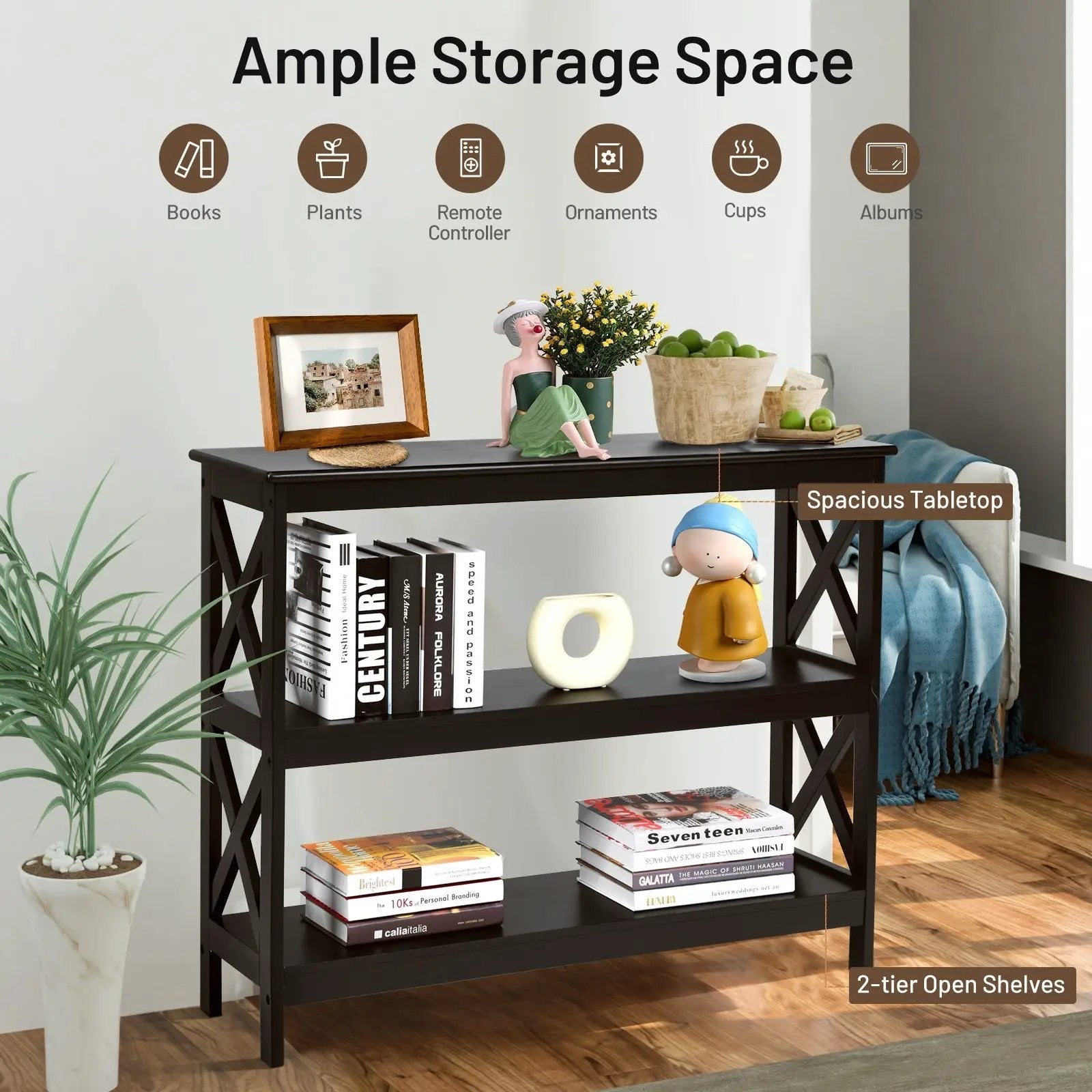 3-Tier Console X-Design Sofa Side Accent Table by DirectDeals